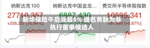 新华保险午后涨超5% 提名黄耿为非执行董事候选人