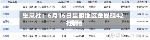生意社：6月16日昆明地区金属硅421费用行情-第3张图片