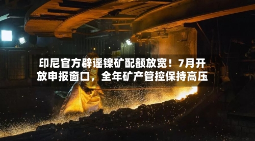 印尼官方辟谣镍矿配额放宽！7月开放申报窗口	，全年矿产管控保持高压-第2张图片