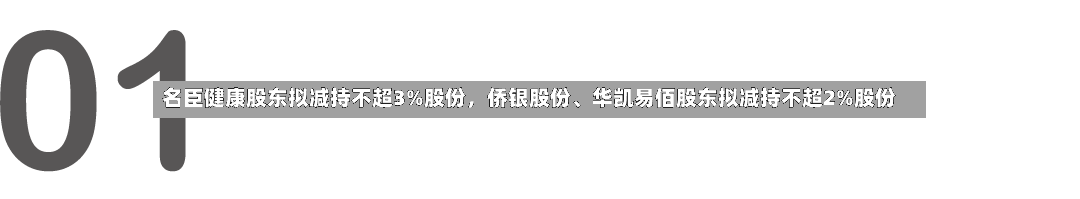 名臣健康股东拟减持不超3%股份，侨银股份	、华凯易佰股东拟减持不超2%股份-第2张图片