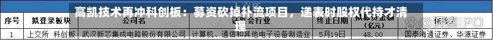 高凯技术再冲科创板：募资砍掉补流项目	，递表时股权代持才清理-第2张图片