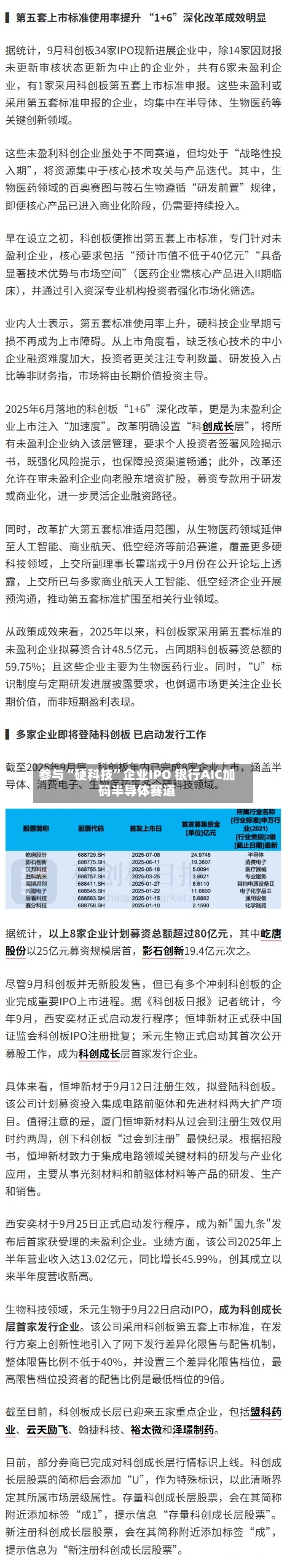 参与“硬科技”企业IPO 银行AIC加码半导体赛道-第3张图片