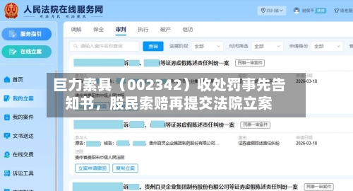 巨力索具（002342）收处罚事先告知书，股民索赔再提交法院立案-第2张图片