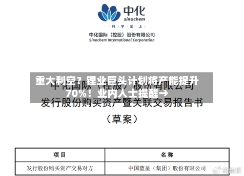 重大利空？锂业巨头计划将产能提升70%！业内人士提醒→-第2张图片