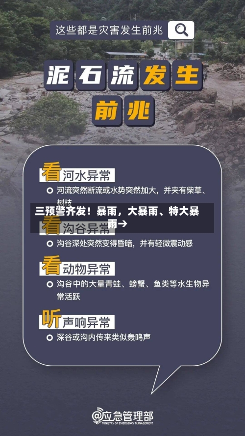 三预警齐发！暴雨，大暴雨、特大暴雨→