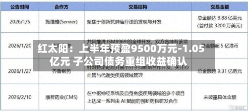 红太阳：上半年预盈9500万元-1.05亿元 子公司债务重组收益确认-第2张图片